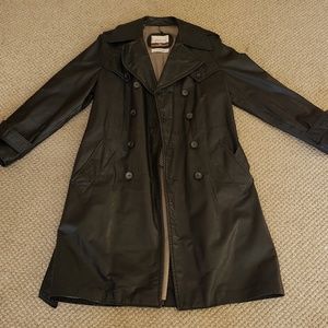 Vintage Black Leather Trenchcoat - Men's Size 38